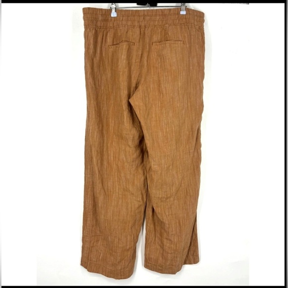 NWOT Athleta Cabo Linen Wide Leg Pants Brown Orange 16 - Picture 5 of 7
